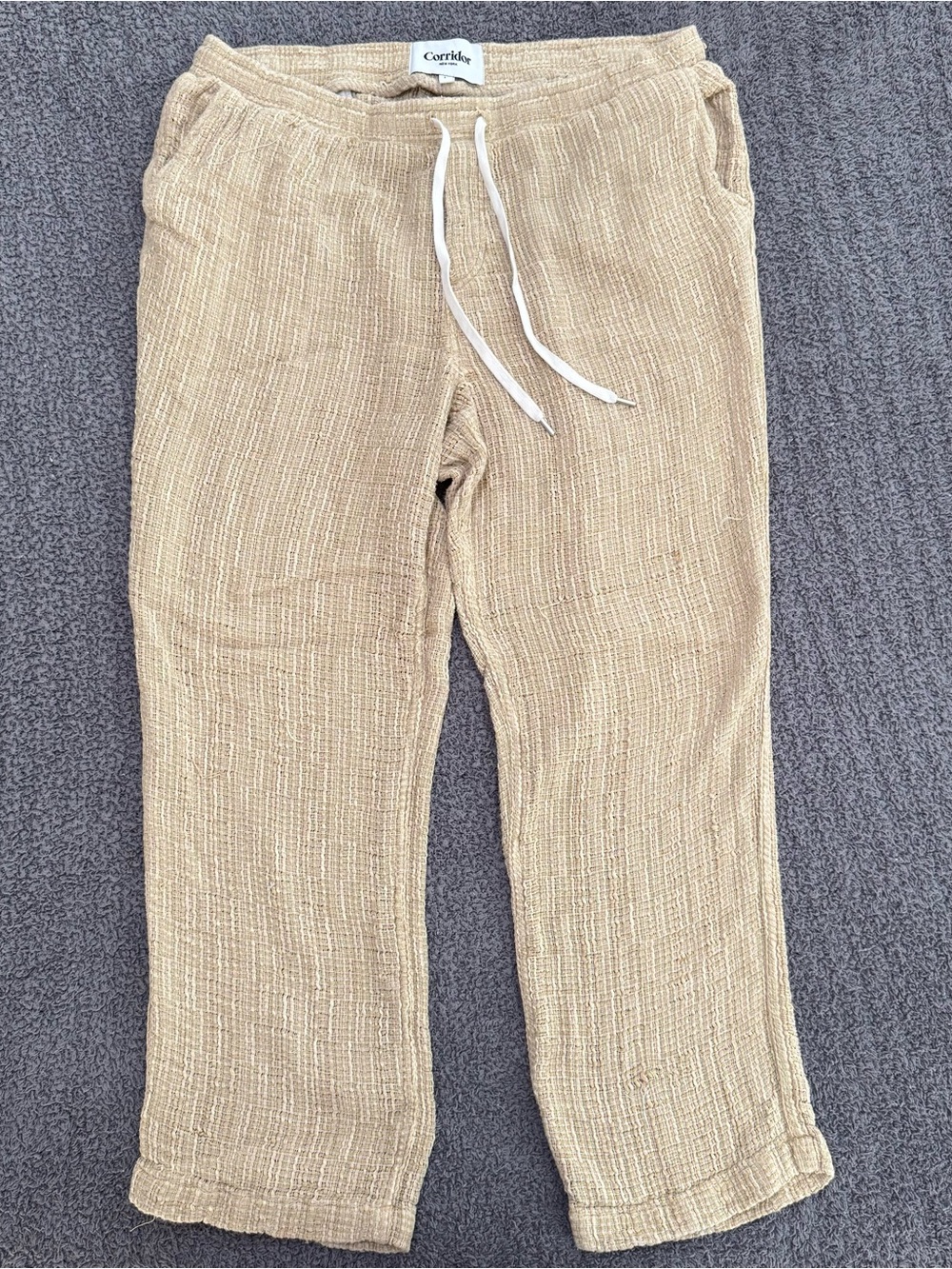 🔥 Corridor NYC Woven Drawstring Pants Mens Large Natural Tan